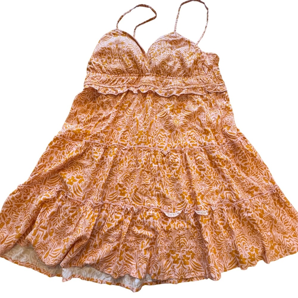 No Boundaries Tiered Dress Women XXL 20 Coral Floral Ruffle Boho Festival Indie